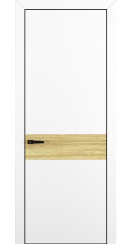 Квалитет К6 Вставка Дуб натуральный 800*2000 Белый матовый ALU Черная зпп Eclipse под 2 петли в интернет-магазине primadoors.by